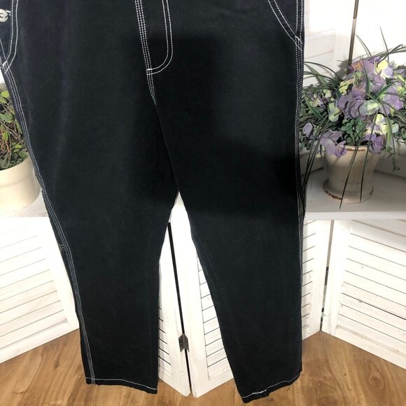 Forever 21 Denim Overalls Jumpsuit Contrast Stitch Blue Small - Picture 9 of 15